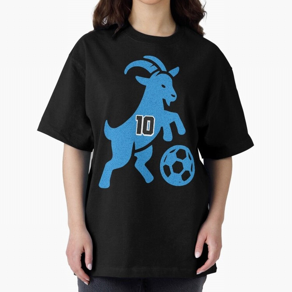 GOAT 10 Football Oversized T-Shirt Celebrate Fan Favorites in Global Football Passion for FIFA World Cup 2026, Driven by Mbappe and Neymar, Argentina and Brazil, Retro Football Energy, Iconic Rivalries, Trophy Chase Drama and Stadium Atmosphere;
