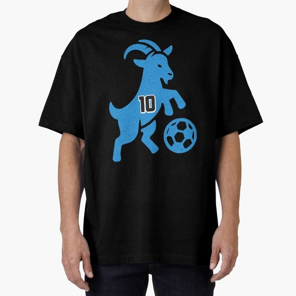 GOAT 10 Football Oversized T-Shirt Celebrate Fan Favorites in Global Football Passion for FIFA World Cup 2026, Driven by Mbappe and Neymar, Argentina and Brazil, Retro Football Energy, Iconic Rivalries, Trophy Chase Drama and Stadium Atmosphere;