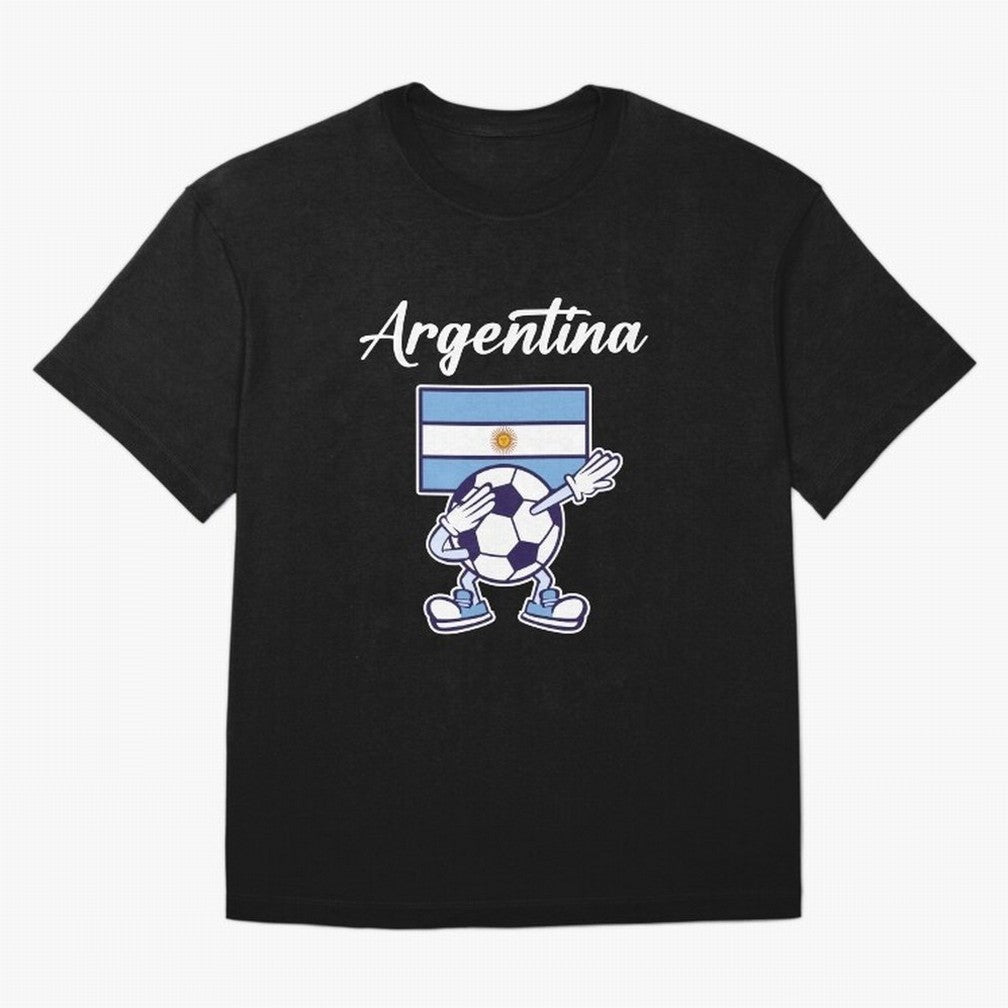 ARGENTINA - Dabbing Football Soccer Ball - ARGENTINA Oversized T-Shirt Make Every Kick Count in FIFA World Cup 2026 with Cristiano Ronaldo, England and Germany Energy, Global Supporter Spirit, Legendary Goals, National Colors and Tournament