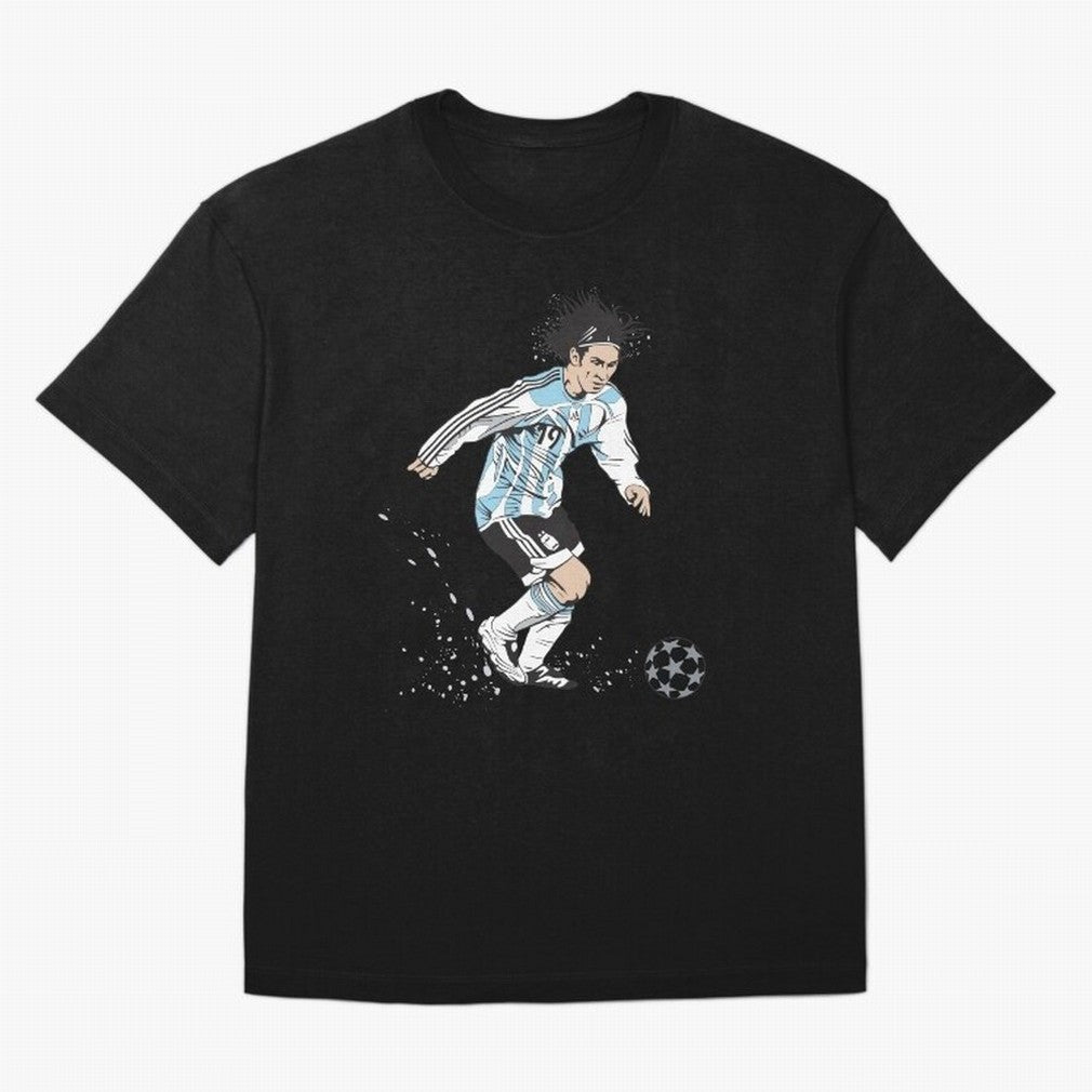 Lionel Messi runner Oversized T-Shirt Show Fan Pride Across Match Day Hype around FIFA World Cup 2026 Group Stage, Messi, Neymar and Mbappe, Argentina, France and Brazil, Worldwide Fan Energy, Dramatic Goals, Stadium Lights and Championship