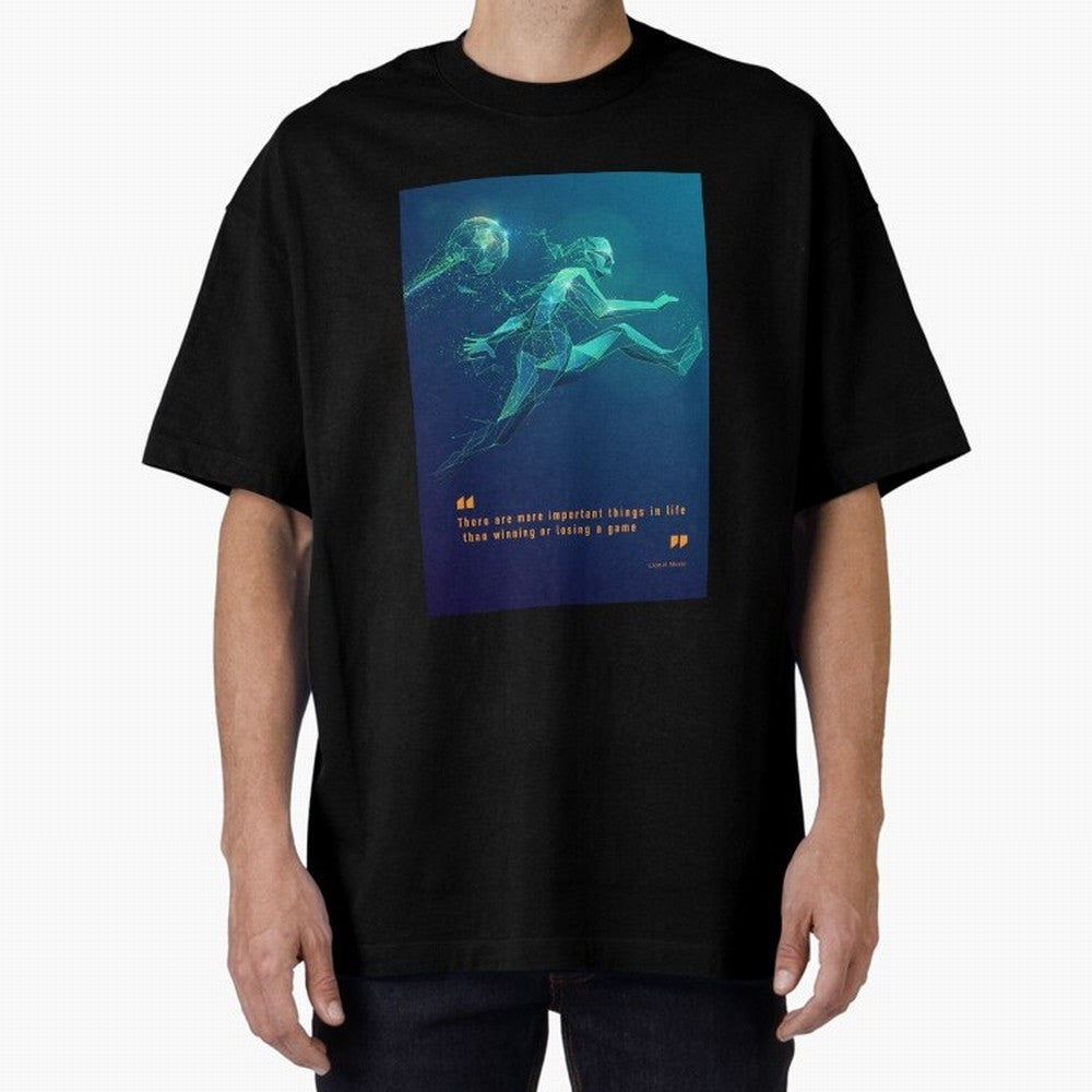 soccer football graphic Lionel Messi quotes Oversized T-Shirt Show Your Love for Global Football Passion for FIFA World Cup 2026, Celebrating Cristiano Ronaldo, Brazil, Portugal and Argentina, Supporter Pride, Iconic Celebrations, Legendary Names