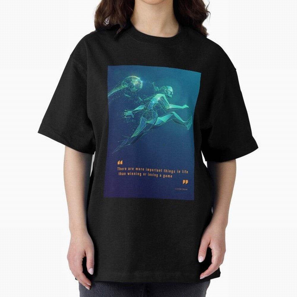 soccer football graphic Lionel Messi quotes Oversized T-Shirt Show Your Love for Global Football Passion for FIFA World Cup 2026, Celebrating Cristiano Ronaldo, Brazil, Portugal and Argentina, Supporter Pride, Iconic Celebrations, Legendary Names