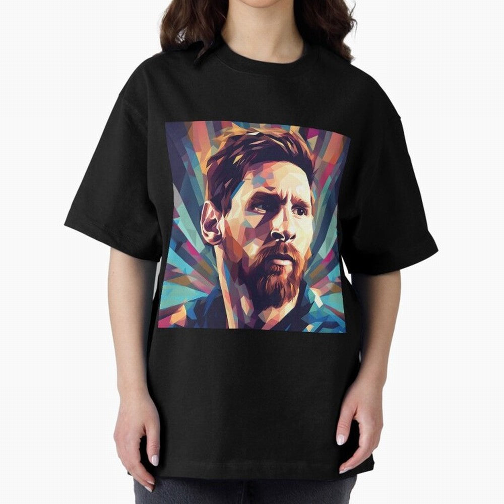 Lionel Messi Portrait Abstract Digital Art, Football Player Classic T-Shirt Show Passion for the Stars of Global Football Passion for FIFA World Cup 2026, Connected to Messi, Brazil, Championship Spirit, Famous Goals, Roaring Crowds and