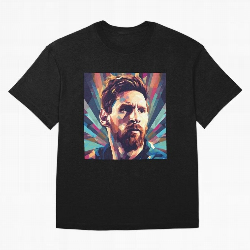 Lionel Messi Portrait Abstract Digital Art, Football Player Classic T-Shirt Show Passion for the Stars of Global Football Passion for FIFA World Cup 2026, Connected to Messi, Brazil, Championship Spirit, Famous Goals, Roaring Crowds and