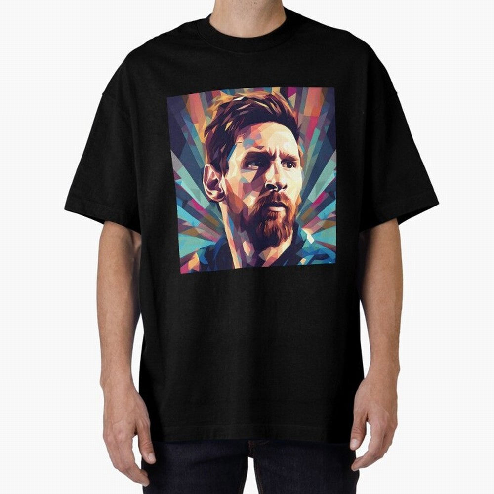 Lionel Messi Portrait Abstract Digital Art, Football Player Classic T-Shirt Show Passion for the Stars of Global Football Passion for FIFA World Cup 2026, Connected to Messi, Brazil, Championship Spirit, Famous Goals, Roaring Crowds and
