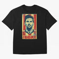Messi The GOAT Graphic poster design Premium T-Shirt Feel Match Day Hype around FIFA World Cup 2026 USA Canada Mexico, Messi, Germany, Vintage Soccer Flavor, Modern Football Stars, National Flags and Final Night Emotion; Great for Watch Parties,