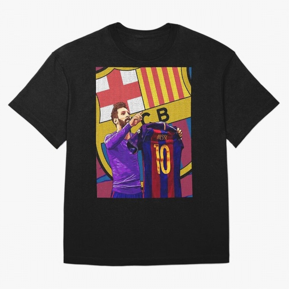 Messi Goat in FC Barcelna Graphic T-Shirt Fuel the FIFA World Cup 2026 Journey through Messi, Neymar and Mbappe Highlights, England, France and Netherlands Pride, Retro Football Energy, Iconic Rivalries, Trophy Chase Drama and Stadium Atmosphere;