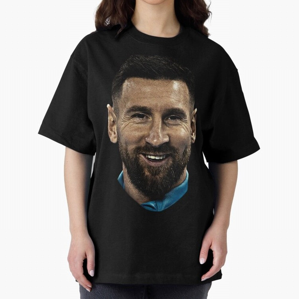 Messi Iconic Smile - Streetwear Style Portrait Premium T-Shirt Bring Retro Soccer Energy to the FIFA World Cup 2026 Journey through Neymar Highlights, Germany Pride, Soccer Culture, Superstar Moments, National Team Dreams and Competitive Fire;