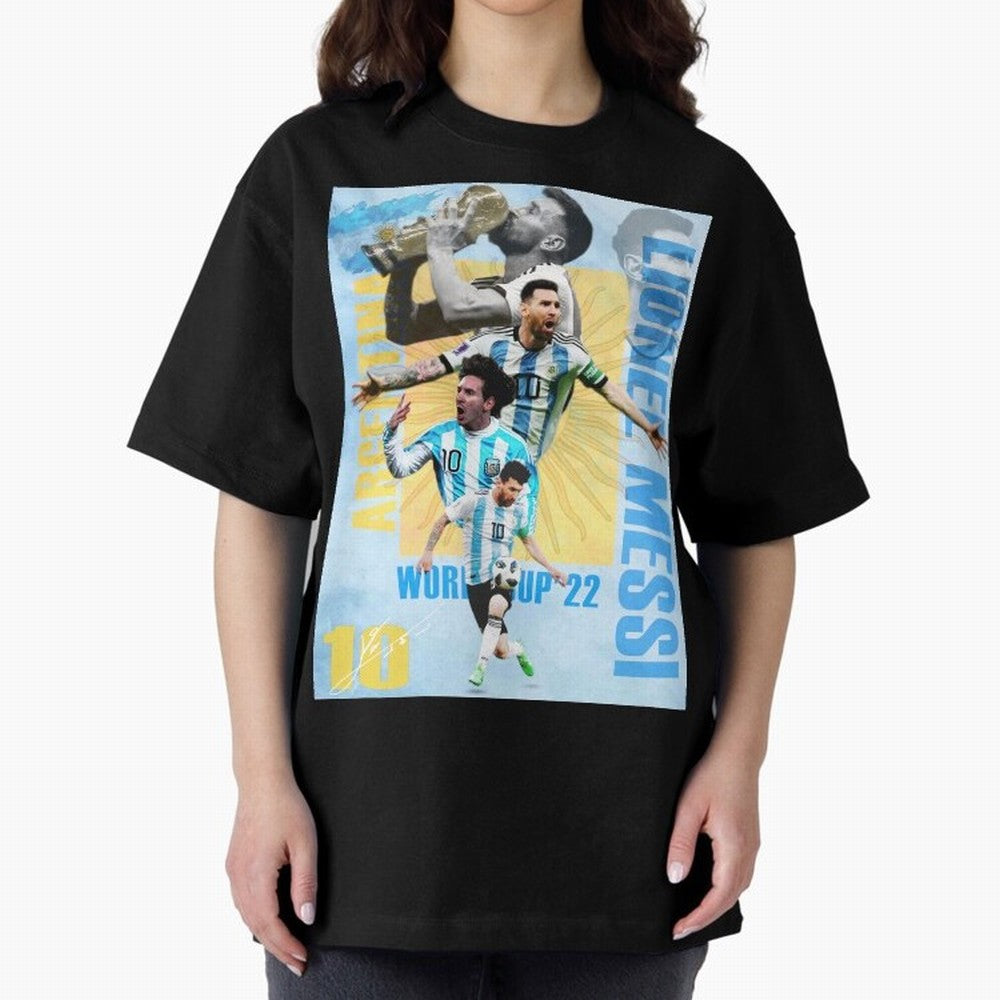 Lionel Messi Argentina World Cup Victory Poster - 2022 Soccer Champion Wall Art Premium T-Shirt Celebrate Global Passion for FIFA World Cup 2026 USA Canada Mexico for Fans of Neymar and Spain and Netherlands, Bringing Match Day Excitement,