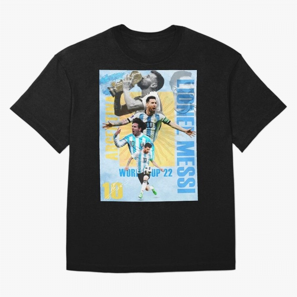 Lionel Messi Argentina World Cup Victory Poster - 2022 Soccer Champion Wall Art Premium T-Shirt Celebrate Global Passion for FIFA World Cup 2026 USA Canada Mexico for Fans of Neymar and Spain and Netherlands, Bringing Match Day Excitement,