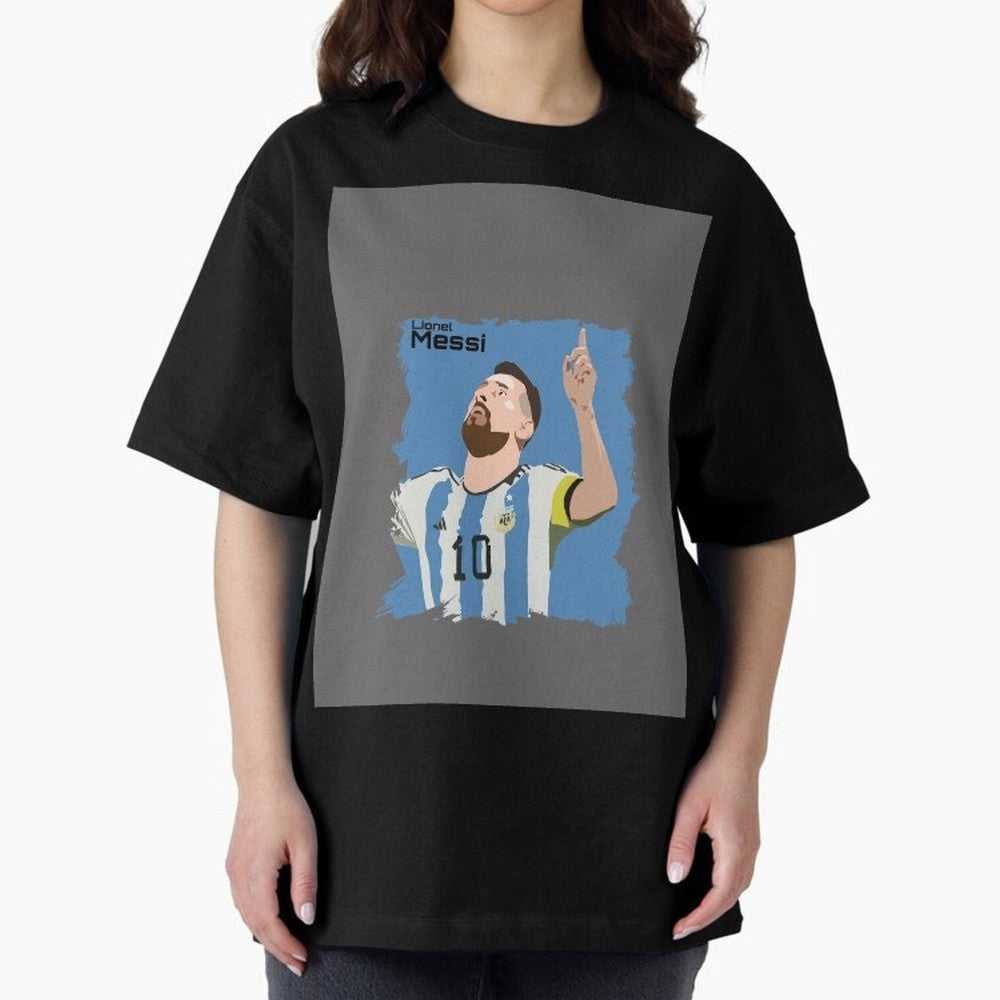 Lionel Messi Triumphant Argentina Portrait Graphic T-Shirt Celebrate Every Goal in FIFA World Cup 2026 Group Stage for Fans of CR7 and Messi and Argentina and Brazil, Bringing Goal Celebration Energy, Supporter Heritage, Football Icons and