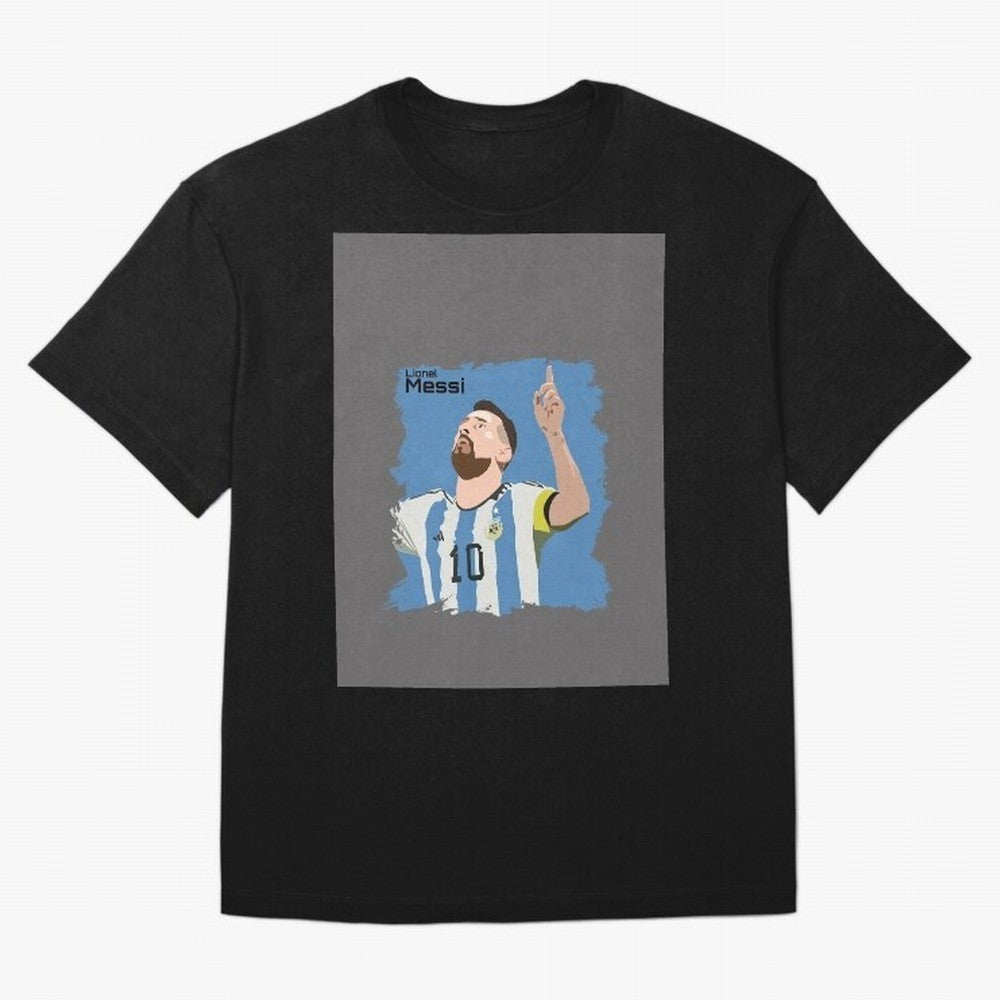 Lionel Messi Triumphant Argentina Portrait Graphic T-Shirt Celebrate Every Goal in FIFA World Cup 2026 Group Stage for Fans of CR7 and Messi and Argentina and Brazil, Bringing Goal Celebration Energy, Supporter Heritage, Football Icons and