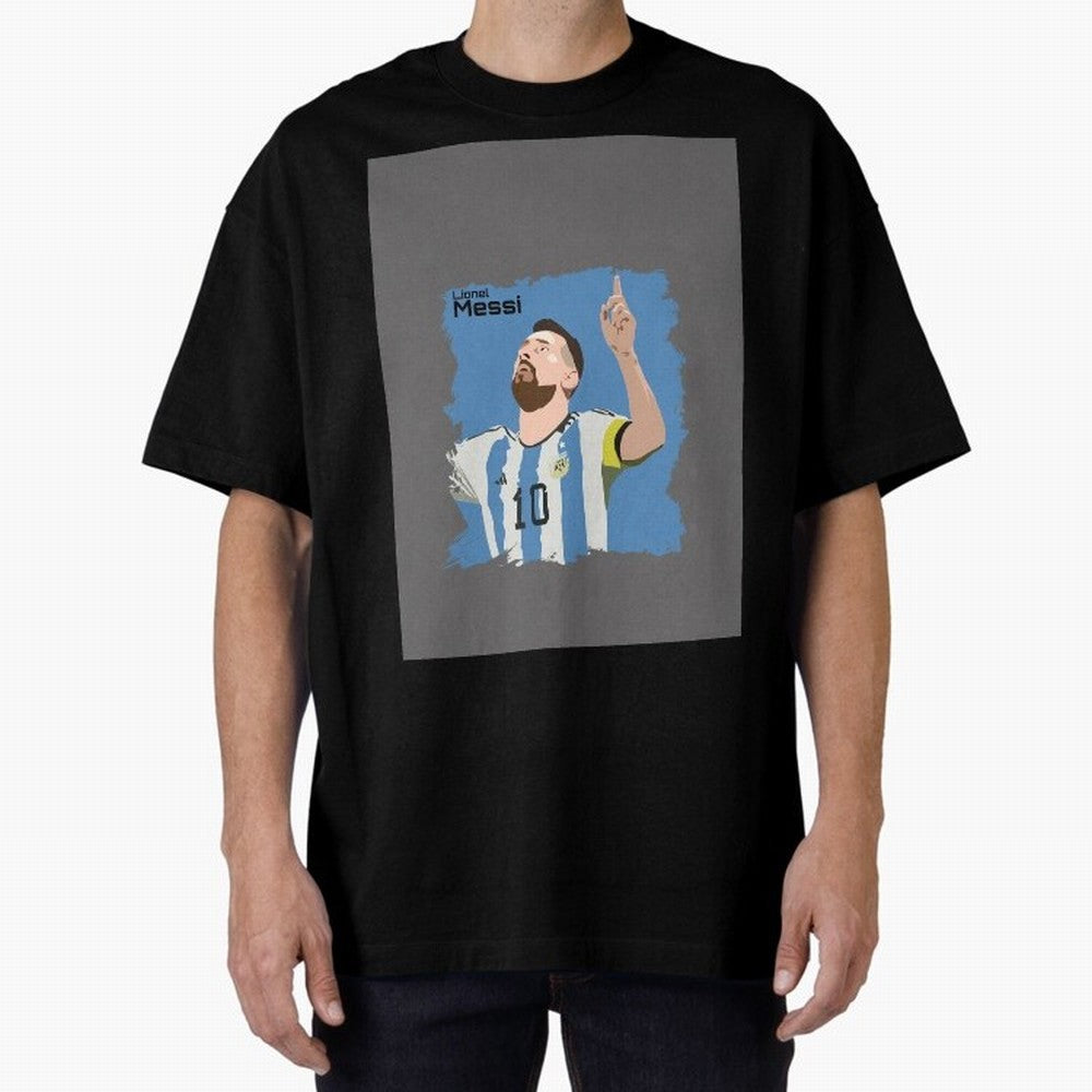 Lionel Messi Triumphant Argentina Portrait Graphic T-Shirt Celebrate Every Goal in FIFA World Cup 2026 Group Stage for Fans of CR7 and Messi and Argentina and Brazil, Bringing Goal Celebration Energy, Supporter Heritage, Football Icons and