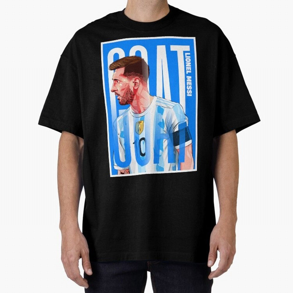 Lionel Messi The GOAT Illustration artwork Premium T-Shirt Bring Trophy Dreams to Global Football Passion for FIFA World Cup 2026 USA Canada Mexico, Inspired by Neymar, Haaland and Cristiano Ronaldo, England and Germany, Goal Celebration Energy,