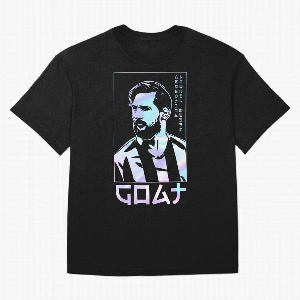 Lionel Messi Holographic Style Portrait art illustration Premium T-Shirt Celebrate Rivalries and Pride in Match Day Hype around FIFA World Cup 2026, Haaland, Portugal, Spain and Germany, Tournament Hype, Historic Matchups, Family Viewing Parties
