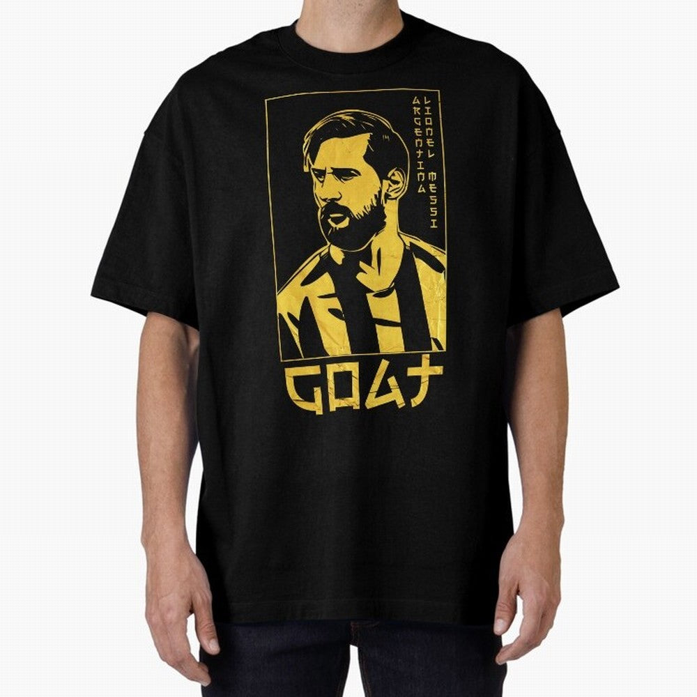 Lionel Messi Golden Style Portrait art illustration Premium T-Shirt Share FIFA World Cup 2026 USA Canada Mexico Spirit, Built around Brazil, Portugal and Argentina, Messi, Fan Favorite Moments, National Team Passion, Big Match Drama and Soccer