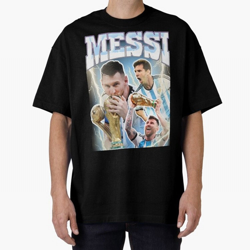 Messi Champion Vintage Retro Design Premium T-Shirt Live the Energy of Global Football Passion for FIFA World Cup 2026 USA Canada Mexico, Featuring Messi, Neymar and Mbappe, Argentina, France and Brazil, Stadium Chants, National Pride, Trophy