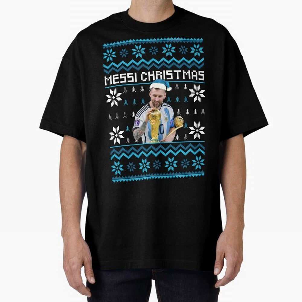 Leo Messi Christmas Ugly Sweater Design Classic T-Shirt Support Iconic Players in Match Day Hype around FIFA World Cup 2026, Haaland, Portugal, Football Festival Excitement, Trophy Ambitions, Country Rivalries and Star Player Buzz; Perfect for