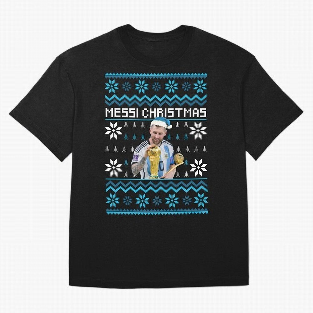 Leo Messi Christmas Ugly Sweater Design Classic T-Shirt Support Iconic Players in Match Day Hype around FIFA World Cup 2026, Haaland, Portugal, Football Festival Excitement, Trophy Ambitions, Country Rivalries and Star Player Buzz; Perfect for