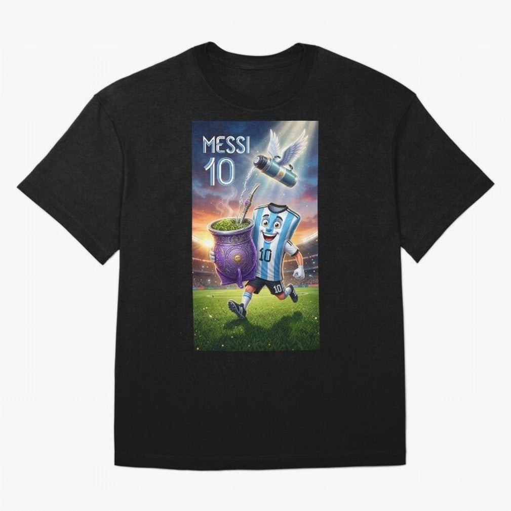 Messi 10 & Mate Magic ¨C The Soul of Argentine Football - Argentina Football Mate Mascot - Messi 10 Soccer Fan Art Oversized T-Shirt Experience the Global Stage of FIFA World Cup 2026 USA Canada Mexico for Fans of Messi, Neymar and Mbappe and