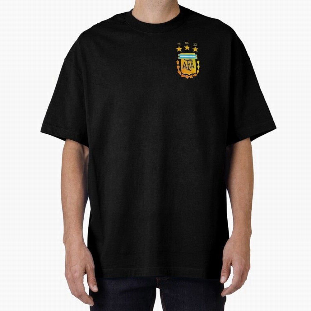 AFA ARGENTINA CHAMPION QATAR 2022 3 STARS Oversized T-Shirt Celebrate National Team Dreams in the FIFA World Cup 2026 Journey through CR7 Highlights, Brazil Pride, Championship Spirit, Famous Goals, Roaring Crowds and International Football Unity;