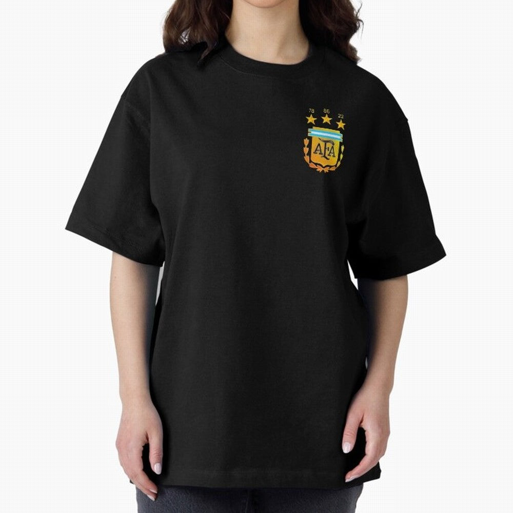 AFA ARGENTINA CHAMPION QATAR 2022 3 STARS Oversized T-Shirt Celebrate National Team Dreams in the FIFA World Cup 2026 Journey through CR7 Highlights, Brazil Pride, Championship Spirit, Famous Goals, Roaring Crowds and International Football Unity;