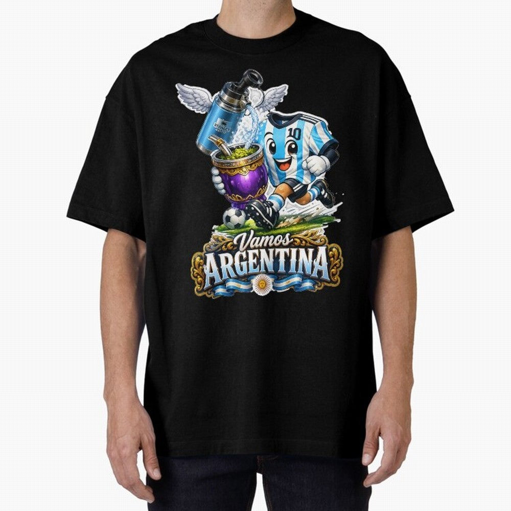 Cancha & Mate Dreams ¨C Argentina Football Heritage - Argentina Football Mate Mascot - Messi 10 Soccer Fan Art Classic T-Shirt Honor the Football Icons of FIFA World Cup 2026 USA Canada Mexico for Fans of Neymar and England, Bringing Classic Soccer