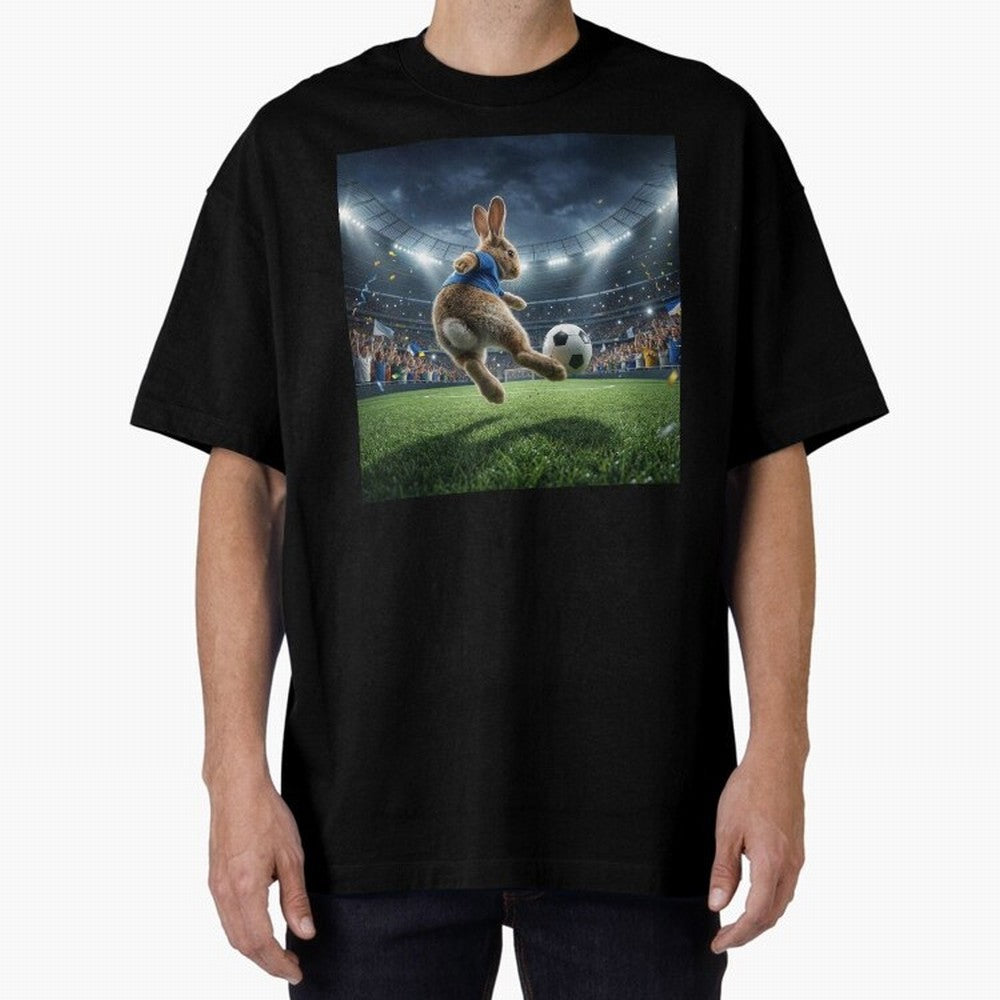 Rabbit Is Veritable Messi on the Soccer Pitch Oversized T-Shirt Join the Countdown to FIFA World Cup 2026 USA Canada Mexico Spirit, Filled with Argentina and Brazil, Cristiano Ronaldo, Soccer Culture, Superstar Moments, National Team Dreams and