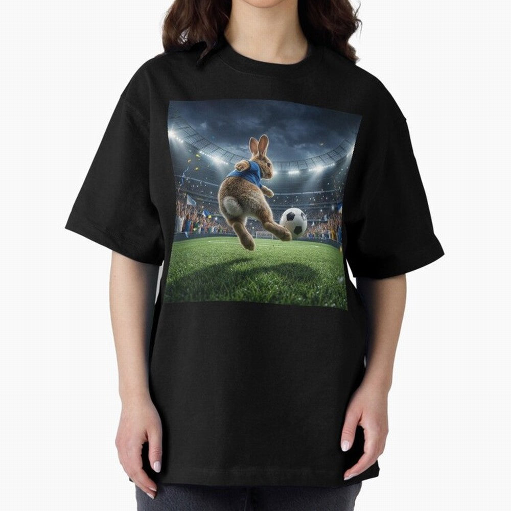 Rabbit Is Veritable Messi on the Soccer Pitch Oversized T-Shirt Join the Countdown to FIFA World Cup 2026 USA Canada Mexico Spirit, Filled with Argentina and Brazil, Cristiano Ronaldo, Soccer Culture, Superstar Moments, National Team Dreams and