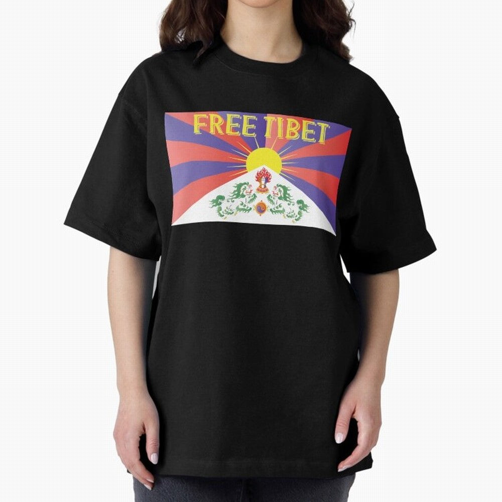 Free Tibet Movement Oversized T-Shirt Embrace FIFA World Cup 2026 USA Canada Mexico Spirit, Driven by Portugal, Spain and Germany, Haaland and Mbappe, Fan Favorite Moments, National Team Passion, Big Match Drama and Soccer History; Made for Die