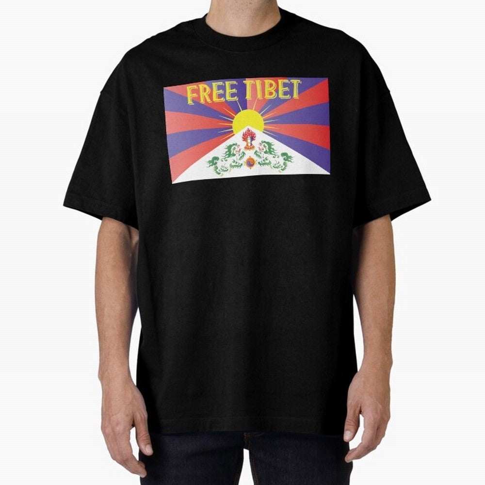Free Tibet Movement Oversized T-Shirt Embrace FIFA World Cup 2026 USA Canada Mexico Spirit, Driven by Portugal, Spain and Germany, Haaland and Mbappe, Fan Favorite Moments, National Team Passion, Big Match Drama and Soccer History; Made for Die