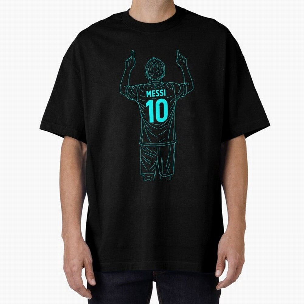 Messi Iconic Celebration Oversized T-Shirt Join Supporters Worldwide for Match Day Hype around FIFA World Cup 2026 USA Canada Mexico, Mbappe, Argentina and Brazil, Classic Soccer Heritage, Championship Pressure, Fan Loyalty and International Pride;