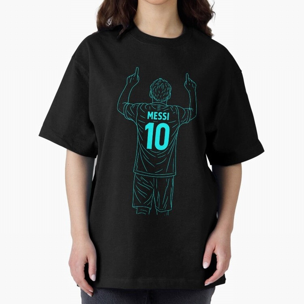 Messi Iconic Celebration Oversized T-Shirt Join Supporters Worldwide for Match Day Hype around FIFA World Cup 2026 USA Canada Mexico, Mbappe, Argentina and Brazil, Classic Soccer Heritage, Championship Pressure, Fan Loyalty and International Pride;