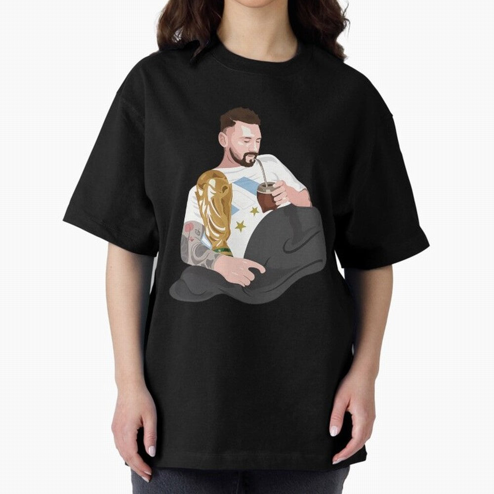 Messi with the World Cup and drinking mate Classic T-Shirt Feel Global Football Passion for FIFA World Cup 2026, Driven by Haaland, Brazil, Football Passion, Legendary Performances, Festival Vibes and Supporter Community; Ideal for Football Dads,