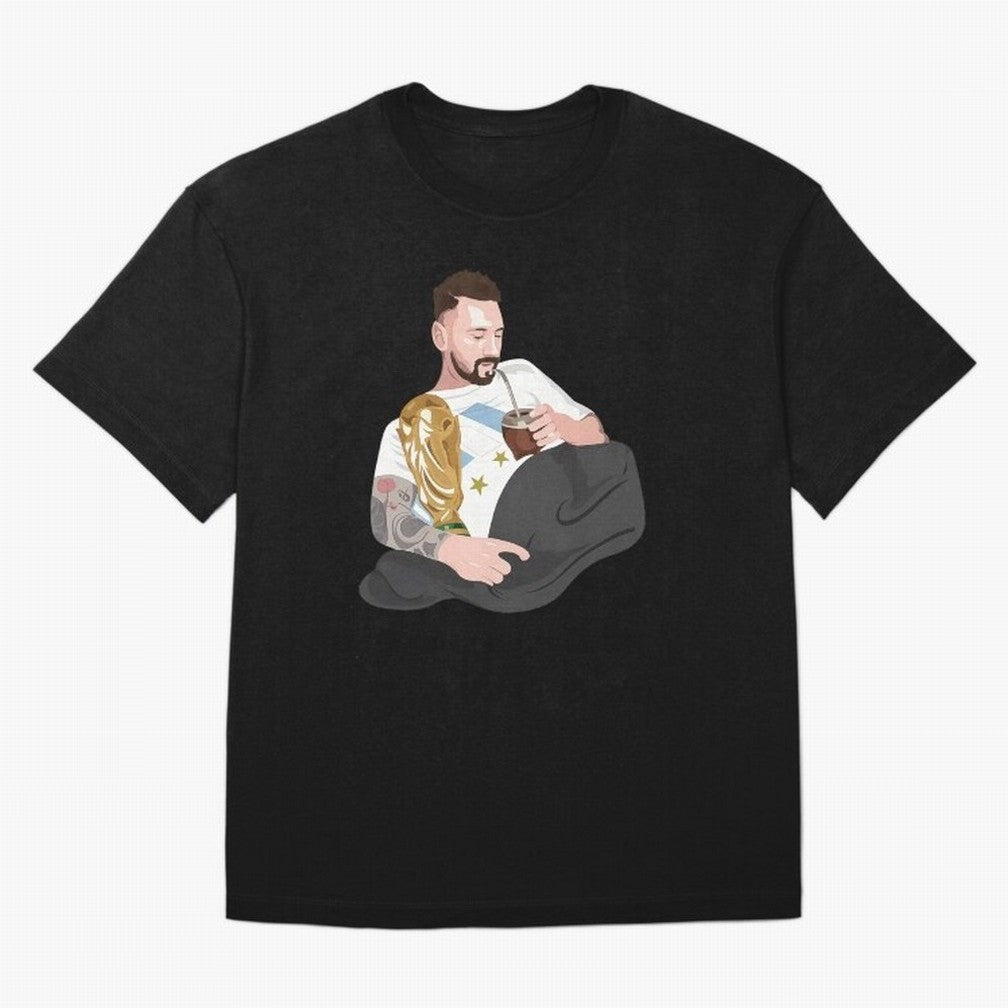 Messi with the World Cup and drinking mate Classic T-Shirt Feel Global Football Passion for FIFA World Cup 2026, Driven by Haaland, Brazil, Football Passion, Legendary Performances, Festival Vibes and Supporter Community; Ideal for Football Dads,