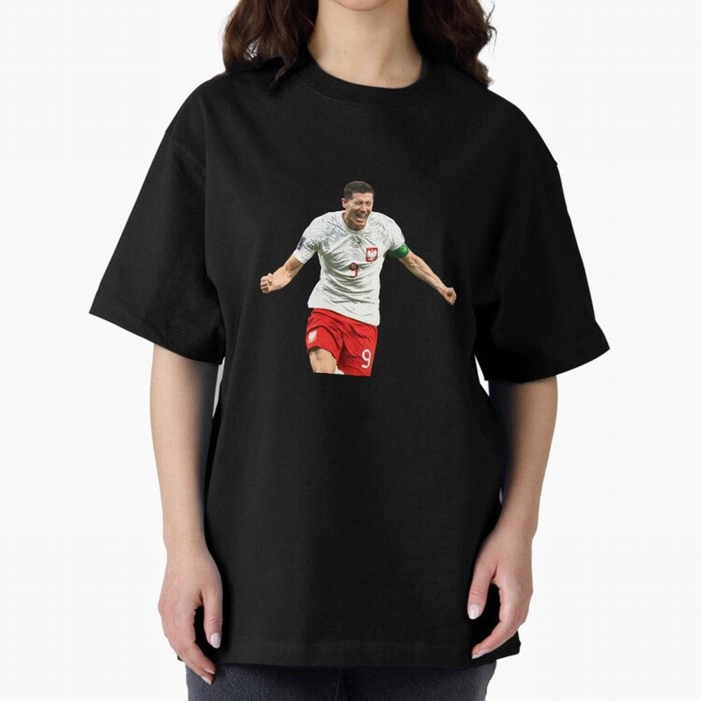 Robert Lewandowski Oversized T-Shirt Feel the Roar of FIFA World Cup 2026 for Fans of Messi, CR7 and Mbappe and Portugal, Bringing Match Day Excitement, Supporter Culture, Golden Goals and Global Football Passion; Perfect for Supporters Who Want