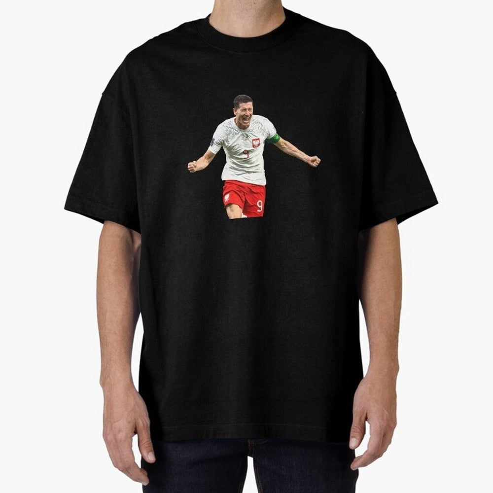 Robert Lewandowski Oversized T-Shirt Feel the Roar of FIFA World Cup 2026 for Fans of Messi, CR7 and Mbappe and Portugal, Bringing Match Day Excitement, Supporter Culture, Golden Goals and Global Football Passion; Perfect for Supporters Who Want