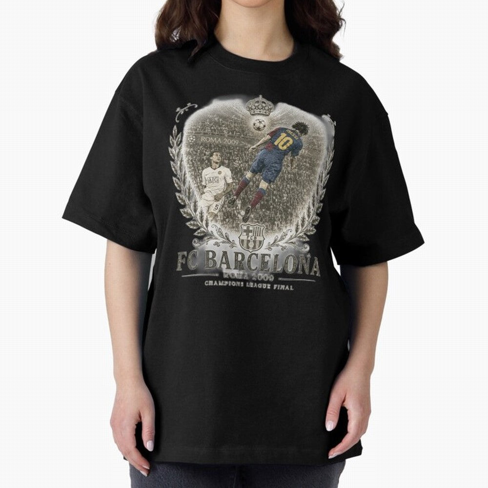 FC Barcelona Rome 2009 Champions League Final Vintage Oversized T-Shirt Follow the Final Road of the FIFA World Cup 2026 Group Stage Journey through Mbappe Highlights, Spain and Netherlands Pride, Championship Spirit, Famous Goals, Roaring Crowds