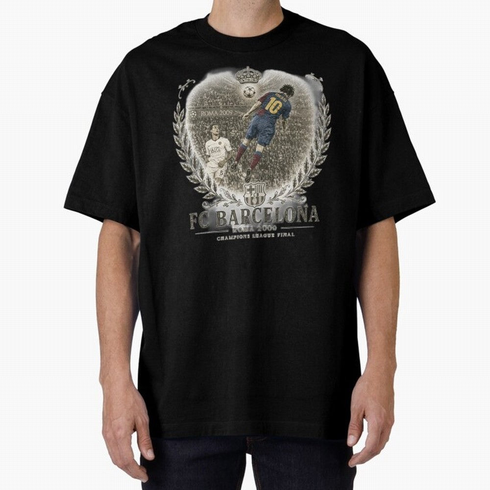 FC Barcelona Rome 2009 Champions League Final Vintage Oversized T-Shirt Follow the Final Road of the FIFA World Cup 2026 Group Stage Journey through Mbappe Highlights, Spain and Netherlands Pride, Championship Spirit, Famous Goals, Roaring Crowds