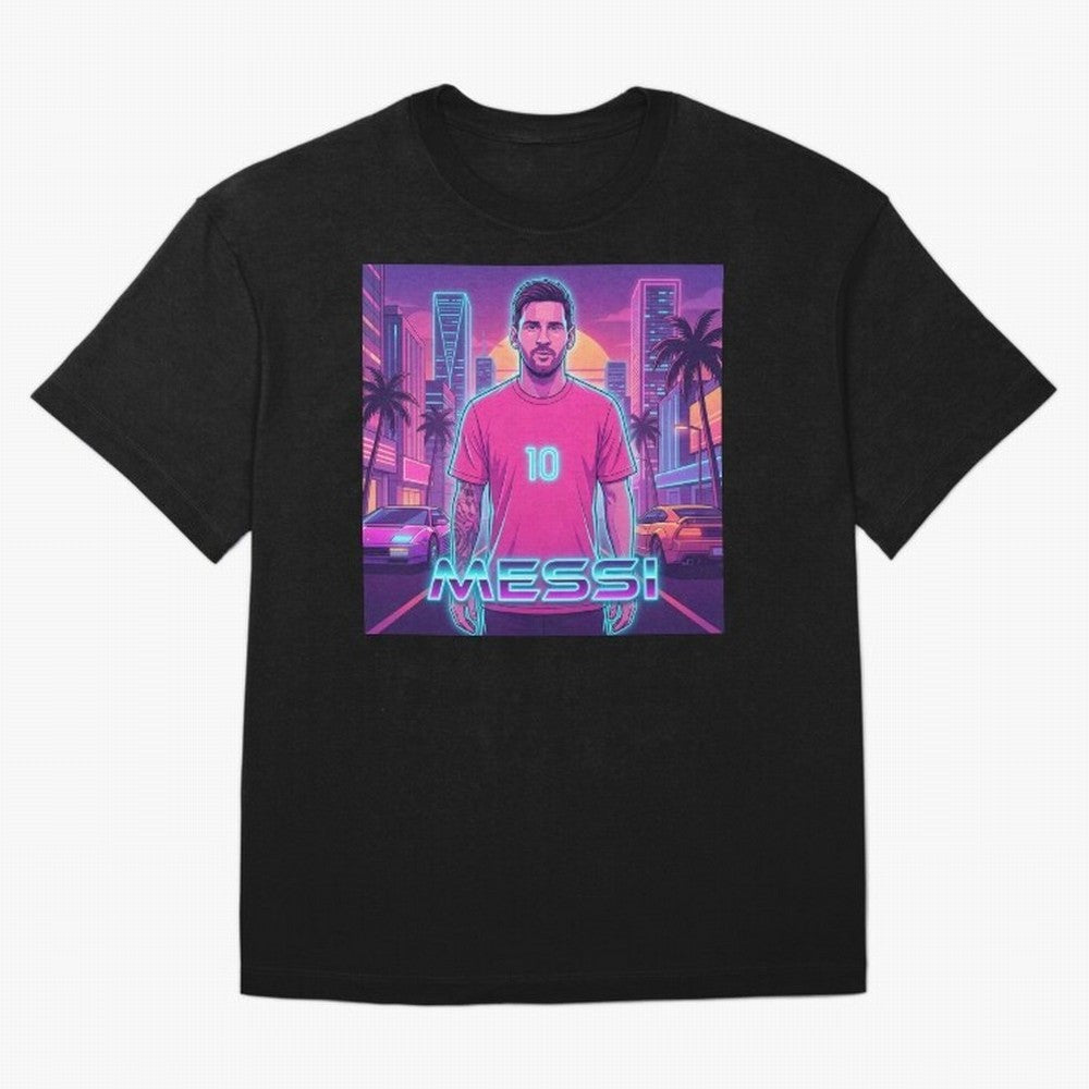 Inter Miami? Football Legend Messi Cyberpunk Retro Futurist Design (Version 3) Classic T-Shirt Show Support during FIFA World Cup 2026 USA Canada Mexico Filled with Mbappe, Portugal Energy, Stadium Chants, National Pride, Trophy Dreams and
