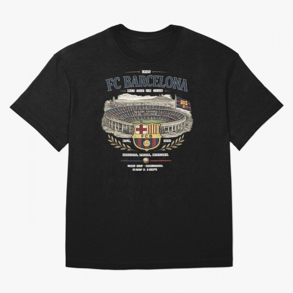 FC Barcelona Vintage Football Streetwear Oversized T-Shirt Enjoy the Biggest Football Party of FIFA World Cup 2026 USA Canada Mexico for Fans of Messi and Argentina and Brazil, Bringing Sports Nostalgia, International Competition, Famous Players