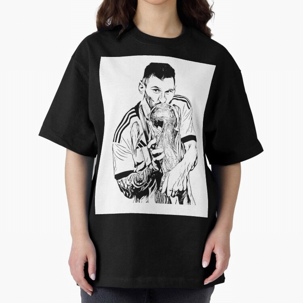Drawing Leo Messi Classic T-Shirt Celebrate Soccer Greatness during Match Day Hype around FIFA World Cup 2026, Messi, Brazil, Vintage Soccer Flavor, Modern Football Stars, National Flags and Final Night Emotion; Made for Collectors Who Enjoy Iconic