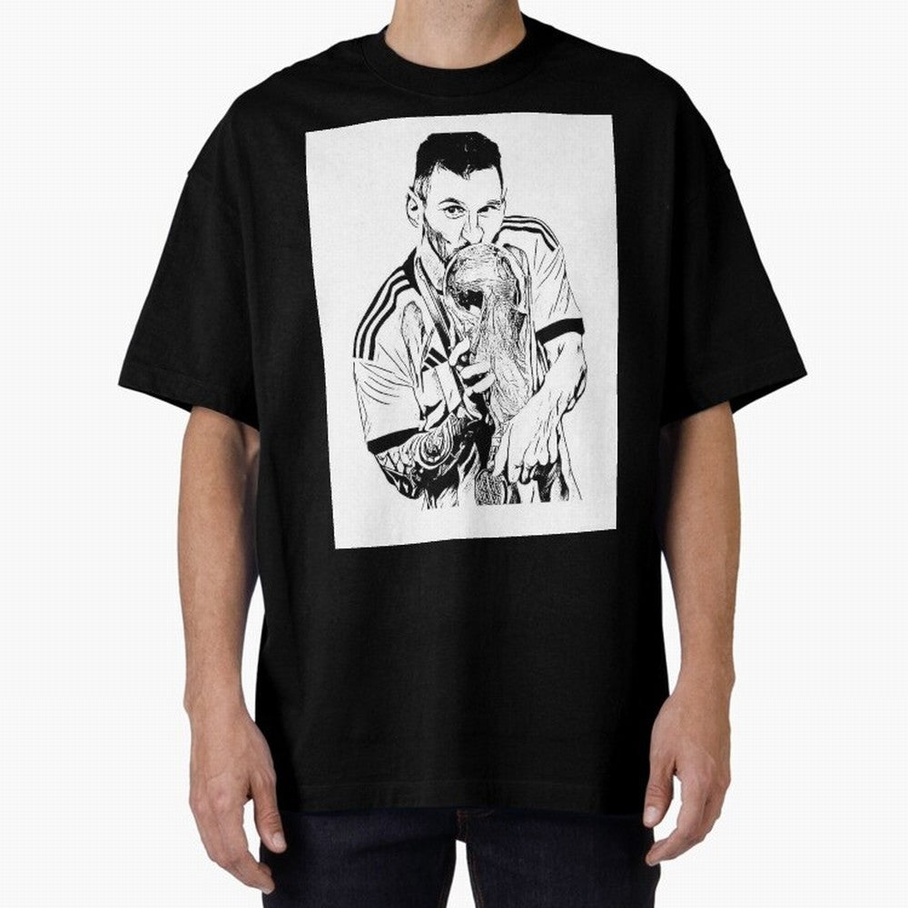 Drawing Leo Messi Classic T-Shirt Celebrate Soccer Greatness during Match Day Hype around FIFA World Cup 2026, Messi, Brazil, Vintage Soccer Flavor, Modern Football Stars, National Flags and Final Night Emotion; Made for Collectors Who Enjoy Iconic