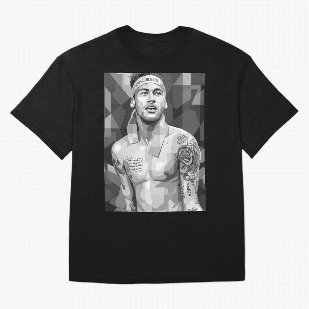 Neymar Grayscale Classic T-Shirt Show Championship Spirit for FIFA World Cup 2026 USA Canada Mexico for Fans of Haaland and Mbappe and Argentina and Brazil, Bringing Championship Spirit, Famous Goals, Roaring Crowds and International Football
