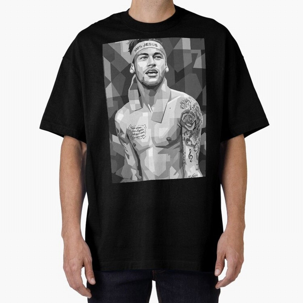 Neymar Grayscale Classic T-Shirt Show Championship Spirit for FIFA World Cup 2026 USA Canada Mexico for Fans of Haaland and Mbappe and Argentina and Brazil, Bringing Championship Spirit, Famous Goals, Roaring Crowds and International Football