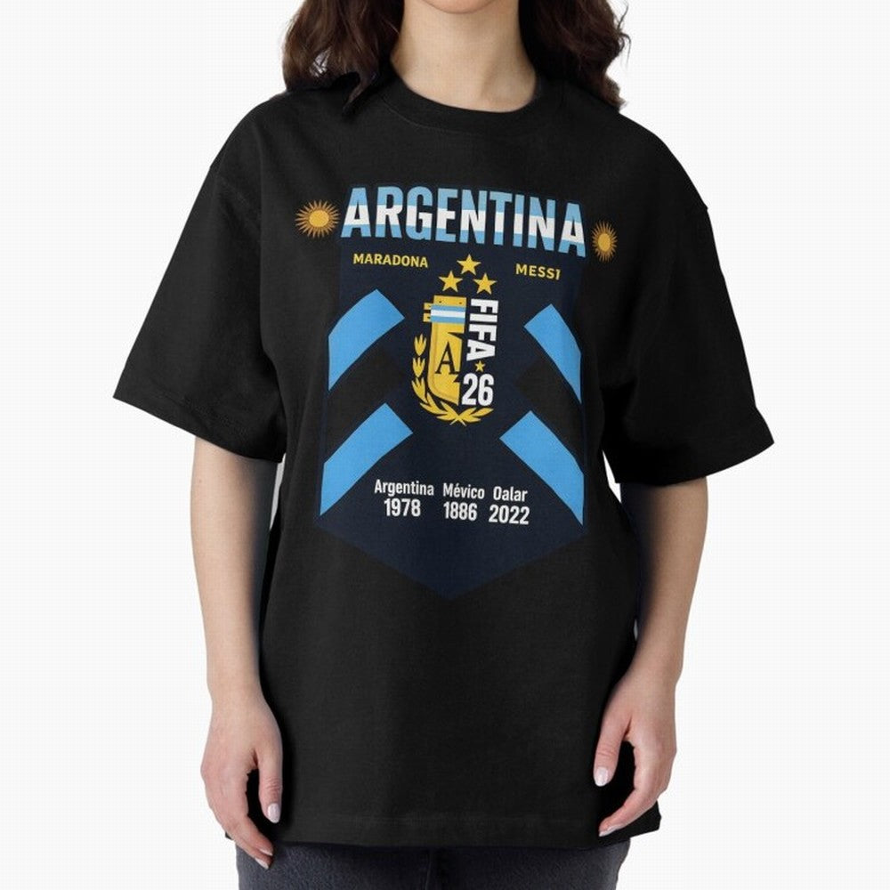 Argentina Football Champions Legacy Badge Design Active T-Shirt Support FIFA World Cup 2026 Group Stage Spirit, Built around Argentina and Brazil, Cristiano Ronaldo, Football Passion, Legendary Performances, Festival Vibes and Supporter Community;