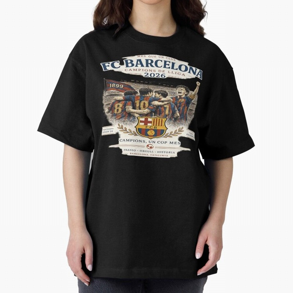FC Barcelona Champions Vintage 2026 Oversized T-Shirt Celebrate the Stars of FIFA World Cup 2026 Group Stage for Fans of Neymar and Germany, Bringing Goal Celebration Energy, Supporter Heritage, Football Icons and Worldwide Tournament Joy; Perfect
