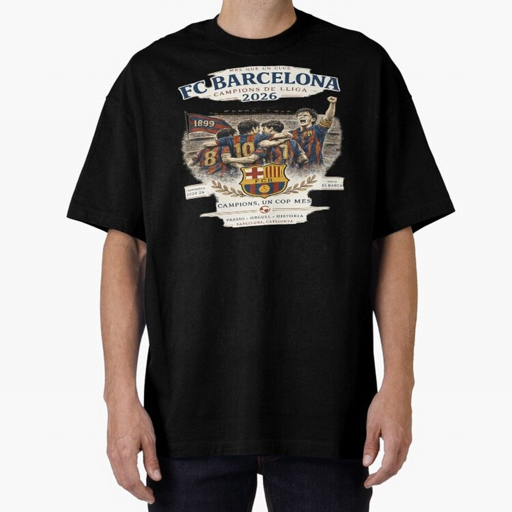 FC Barcelona Champions Vintage 2026 Oversized T-Shirt Celebrate the Stars of FIFA World Cup 2026 Group Stage for Fans of Neymar and Germany, Bringing Goal Celebration Energy, Supporter Heritage, Football Icons and Worldwide Tournament Joy; Perfect