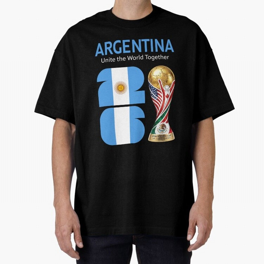 World Cup 2026, ARGENTINA Oversized T-Shirt Feel the Heartbeat of FIFA World Cup 2026 Group Stage Spirit, Driven by Portugal, Neymar, Global Supporter Spirit, Legendary Goals, National Colors and Tournament Celebration; Made for Die Hard