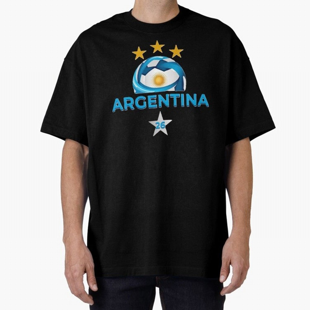 Argentina 2026 Stars Oversized T-Shirt Celebrate the Biggest Stage of FIFA World Cup 2026 USA Canada Mexico for Fans of Cristiano Ronaldo and Argentina, Bringing Game Day Rituals, Football Legends, Country Pride and the Road to the Final; Perfect